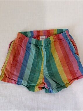 Hanna Andersson Multicolor Rainbow Stripe High-Waist Shorts